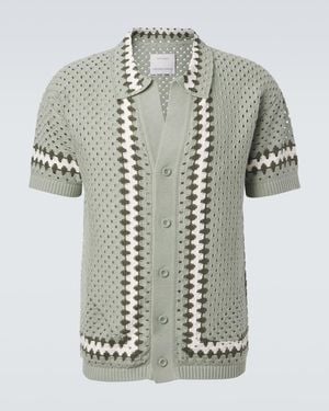 Frescobol Carioca Pinto Crochet Cotton Shirt - Green