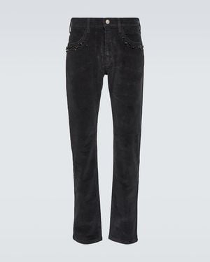 Undercover Verzierte Hose Aus Baumwoll-Cord - Schwarz
