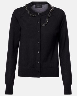 Simone Rocha Cardigan De Lana Y Seda Adornado - Azul