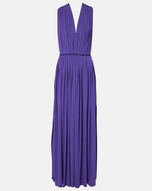 Max Mara Walter Pleated Jersey Maxi Dress - Purple
