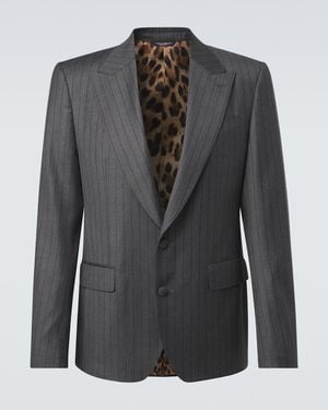 Dolce & Gabbana Pinstripe Virgin Wool Blazer - Black