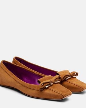 Roger Vivier Virgule Suede Ballet Flats - Brown
