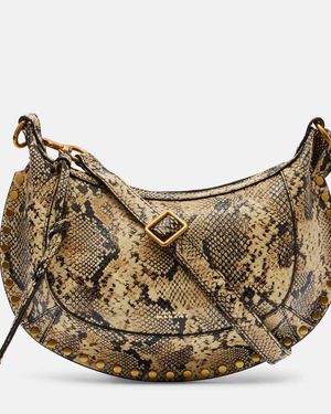 Isabel Marant Oskan Moon Snake-Effect Leather Shoulder Bag - Natural