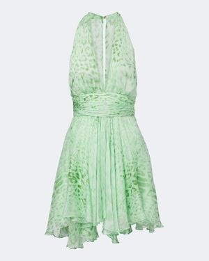 Roberto Cavalli Printed Silk Minidress - Green