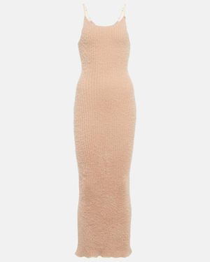 MM6 by Maison Margiela Ribbed-Knit Midi Dress - White
