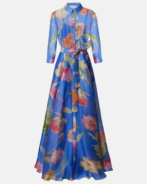 Carolina Herrera Floral Silk Organza Gown - Blue