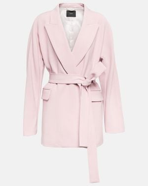 JOSEPH Wells Belted Wool-Blend Blazer - Pink