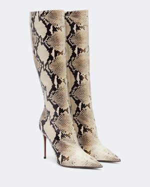 Paris Texas Vera Snake-Effect Leather Knee-High Boots - Natural
