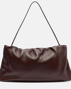 The Row Xl Bourse Leather Shoulder Bag - Brown