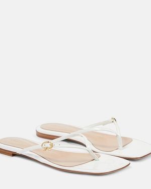 Gianvito Rossi Patent Leather Thong Sandals - White