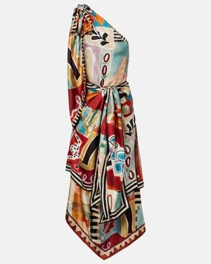 ALMAIS Marjorelle Embellished Linen-Silk Midi Dress in Gray | Lyst ALMAIS Marjorelle Embellished Linen-Silk Midi Dress in Gray | Lyst