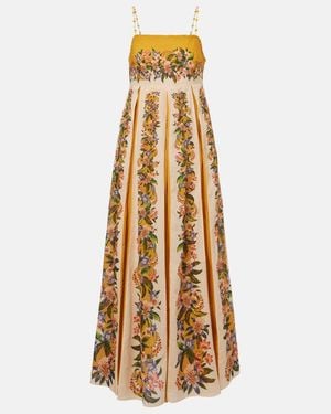FARM Rio Floral Pleated Maxi Dress - Metallic