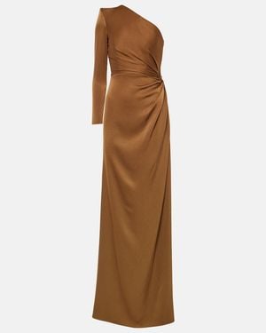 Alex Perry One-Shoulder Satin Gown - Brown