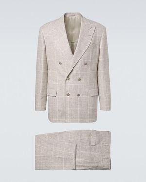 Brunello Cucinelli Anzug Prince Of Wales Aus Einem Leinengemisch - Natur