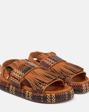 Ulla Johnson Fringed Woven Leather Sandals - Brown