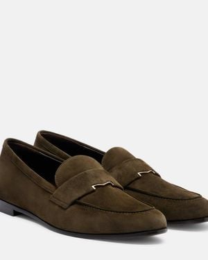 Max Mara Embellished Suede Loafers - Brown