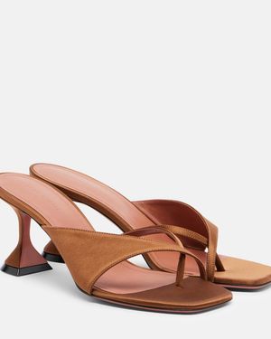AMINA MUADDI Shiona Satin Sandals - Brown