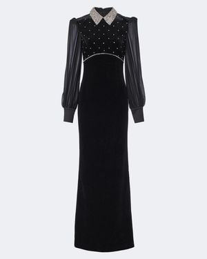 Rebecca Vallance Ingred Crystal-Embellished Velvet Gown - Black