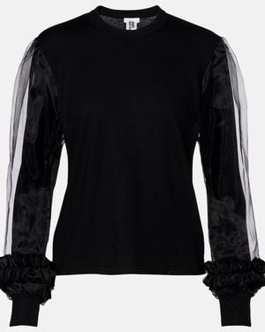 Noir Kei Ninomiya Tulle-Trimmed Wool Jumper - Black