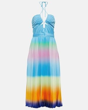 Jonathan Simkhai Annita Halterneck Pleated Midi Dress - Blue