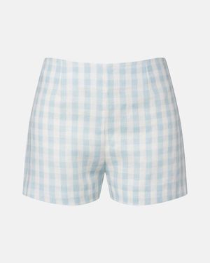 Faithfull the Brand Lila Gingham Linen Shorts - Blue