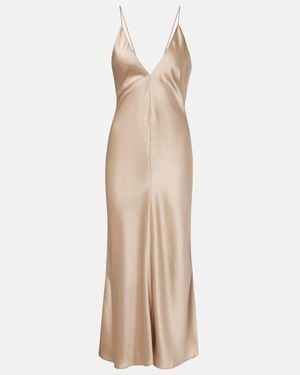 Leset Barb Satin Slip Dress - Natural