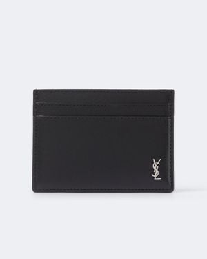 Saint Laurent Cassandre Leather Card Holder - Black