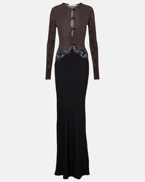 Christopher Esber Cutout Lace-Trimmed Jersey Gown - White