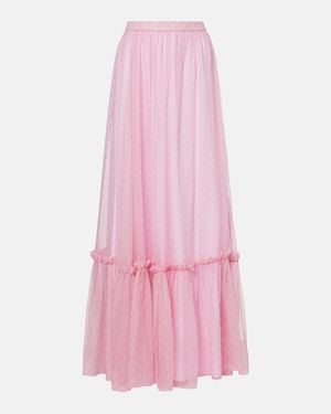 Gucci Gg Printed Silk Chiffon Maxi Skirt - Pink