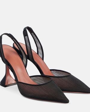 AMINA MUADDI Holli Mesh Slingback Court Shoes - Black