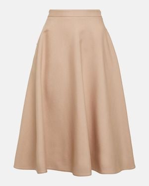 Valentino Vgold Crepe Couture Midi Skirt - Natural