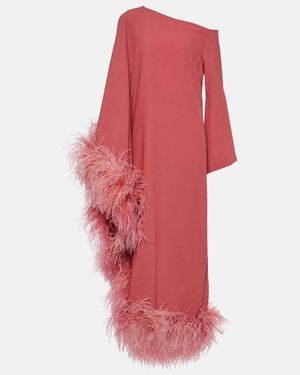 Taller Marmo Ubud Feather-trimmed Maxi Dress - Red
