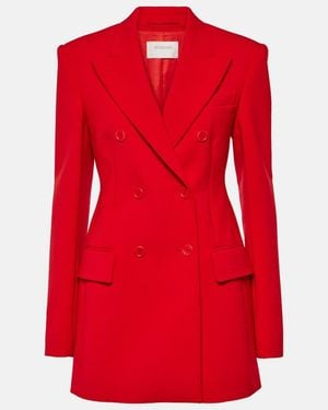 Sportmax Vischio Double-Breasted Wool-Blend Blazer - Red