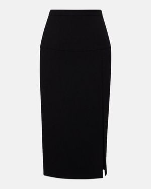 Valentino Virgin Wool Crepe Pencil Skirt - Black