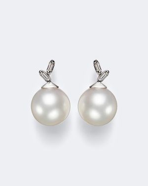 Suzanne Kalan Ohrringe Aus 18Kt Weissgold Mit Diamanten Und Perlen - Weiß