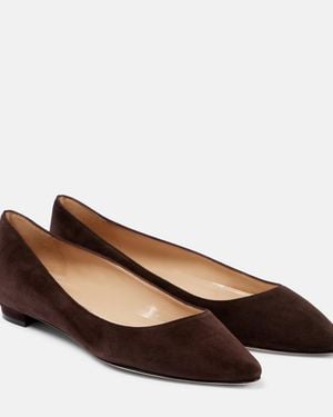 Manolo Blahnik Lanza Bb Suede Ballet Flats - Brown