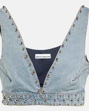 Rabanne Top De Denim Con Tachuelas - Azul