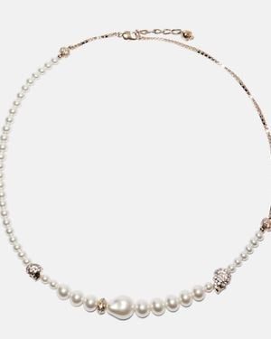 McQueen Collar De Perlas Sinteticas - Metálico