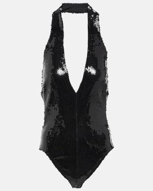 Alexandre Vauthier Body Con Cuello Halter Y Lentejuelas - Negro