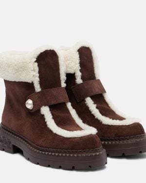 Jimmy Choo Shea Suede And Shearling Ankle Boots - Brown