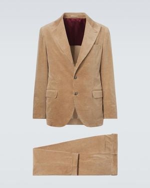 Brunello Cucinelli Cotton And Cashmere Corduroy Suit - Natural