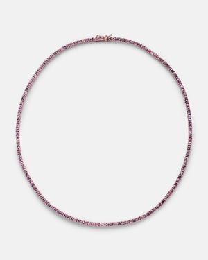 Roxanne First 14Kt Rose Tennis Necklace With Sapphires - Metallic