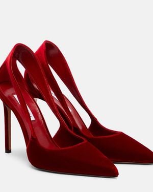 Aquazzura Dangerous Liaisons 105 Velvet Pumps - Red