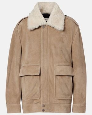 Nour Hammour Jacke Drey Aus Veloursleder Mit Shearling - Natur