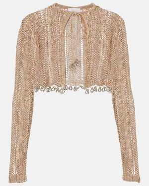 Rabanne Verzierter Cropped-Cardigan Aus Haekelstrick - Natur