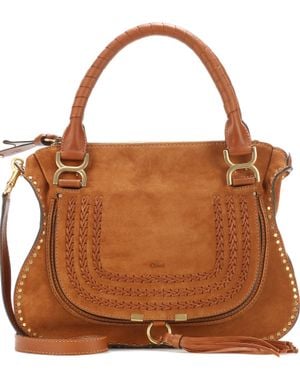 Chloé Tote Marcie aus Veloursleder - Braun