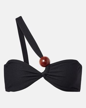 SAME Marble Gathered Bikini Top - Black