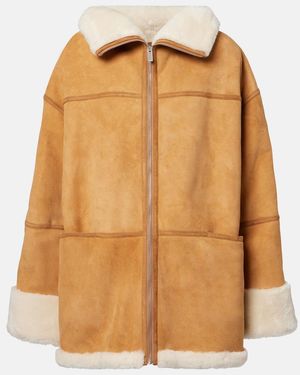 TOTEME Signature Shearling-Lined Suede Jacket - Brown