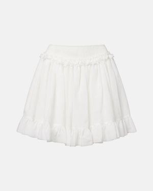 Balmain Ruffled Poplin Miniskirt - White