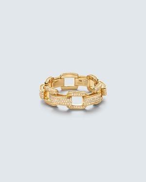 SHAY Deco Link 18Kt Ring With Diamonds - Metallic